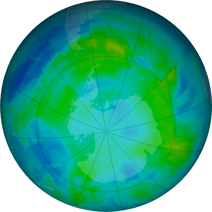 Antarctic ozone map for 04 May 2011